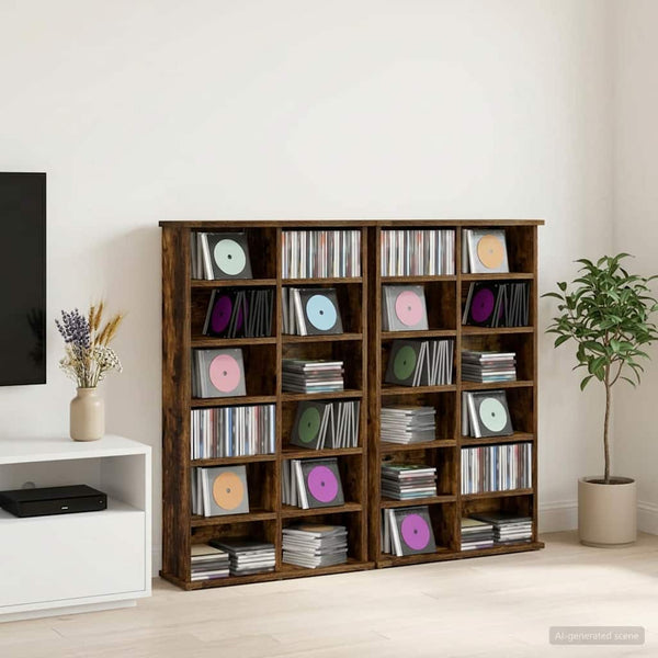 CD-kaappi 2 kpl Savutammi 60 x 17 x 92 cm Tekninen puu