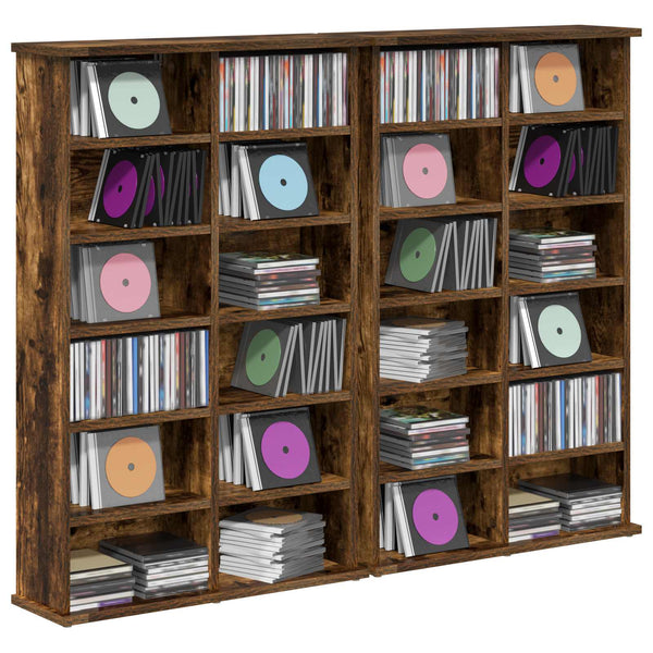CD-kaappi 2 kpl Savutammi 60 x 17 x 92 cm Tekninen puu