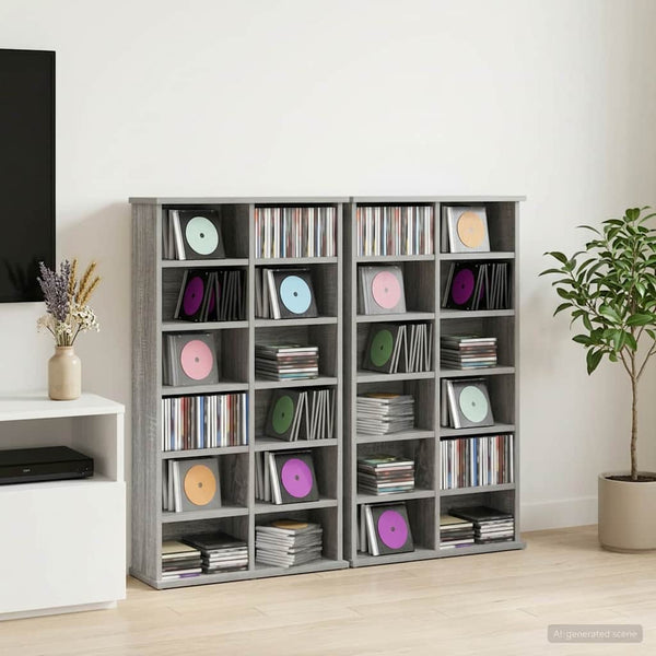 CD-kaappi 2 kpl Harmaa Sonoma 60 x 17 x 92 cm Tekninen puu