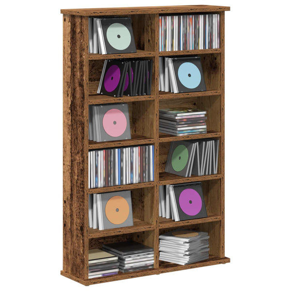 CD-kaappi Vanha puu 60 x 17 x 92 cm Tekninen puu
