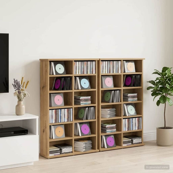 CD-kaappi 2 kpl Artisaanitammi 60 x 17 x 92 cm Tekninen puu