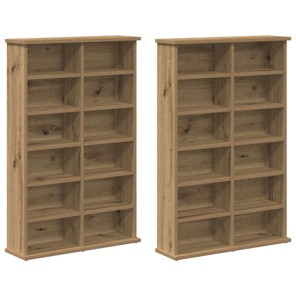 CD-kaappi 2 kpl Artisaanitammi 60 x 17 x 92 cm Tekninen puu