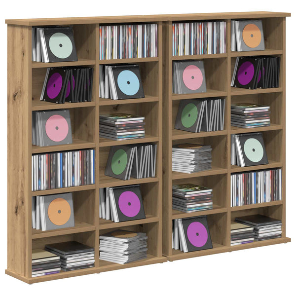 CD-kaappi 2 kpl Artisaanitammi 60 x 17 x 92 cm Tekninen puu