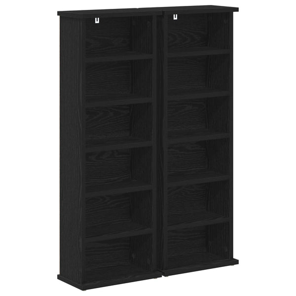 CD-kaappi 2 kpl Musta tammi 60 x 17 x 92 cm Tekninen puu