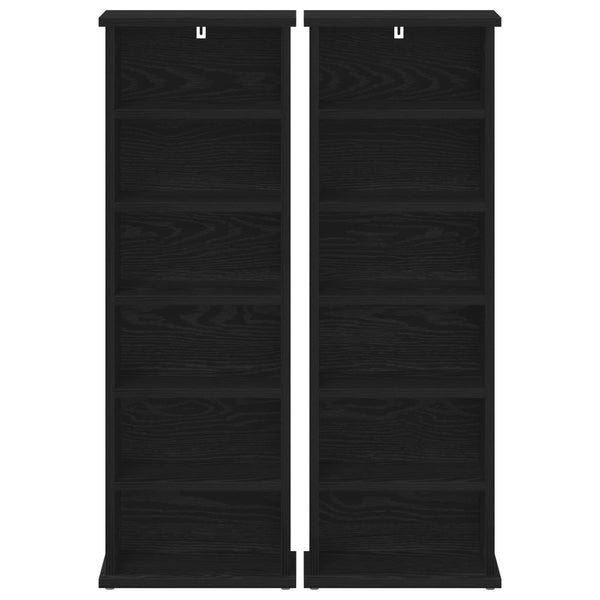 CD-kaappi 2 kpl Musta tammi 60 x 17 x 92 cm Tekninen puu