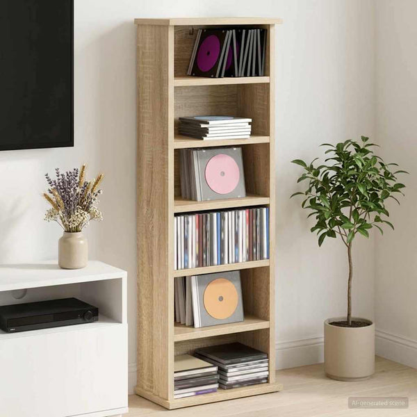 CD-kaappi Sonoma-tammi 60 x 17 x 92 cm Tekninen puu
