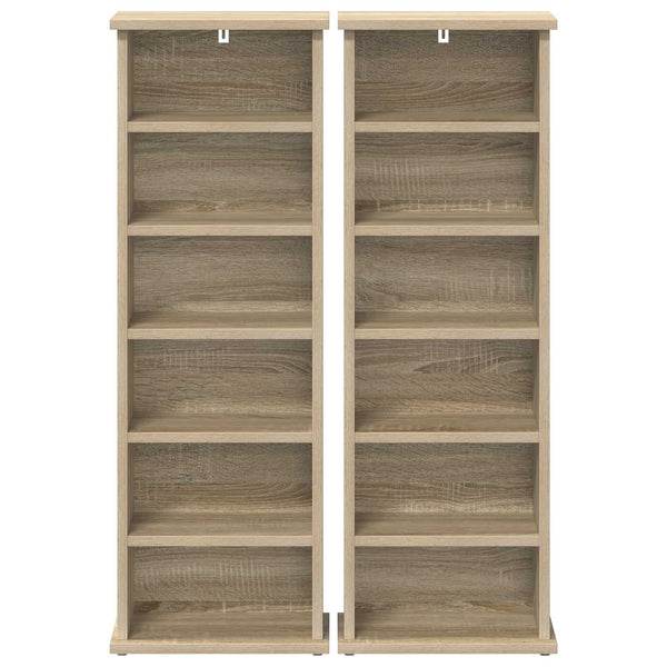 CD-kaappi 2 kpl Sonoma-tammi 60 x 17 x 92 cm Tekninen puu