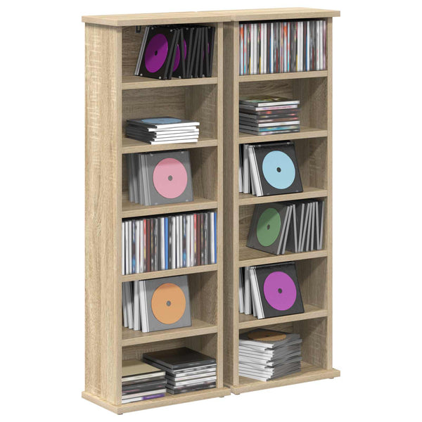 CD-kaappi 2 kpl Sonoma-tammi 60 x 17 x 92 cm Tekninen puu