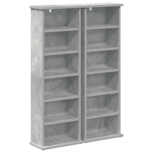 CD-kaappi 2 kpl Betoninharmaa 60 x 17 x 92 cm Tekninen puu