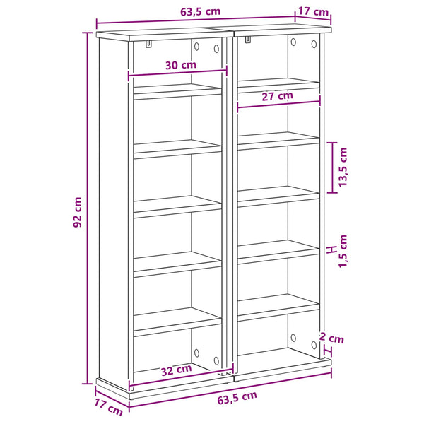 CD-kaappi 2 kpl Betoninharmaa 60 x 17 x 92 cm Tekninen puu