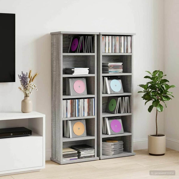 CD-kaappi 2 kpl Harmaa Sonoma 60 x 17 x 92 cm Tekninen puu