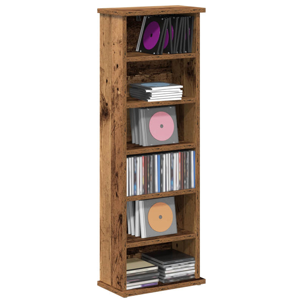 CD-kaappi Vanha puu 60 x 17 x 92 cm Tekninen puu