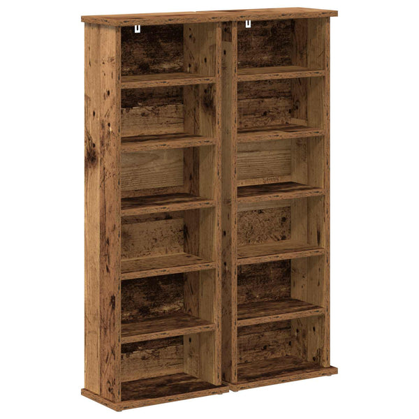 CD-kaappi 2 kpl Vanha puu 60 x 17 x 92 cm Tekninen puu