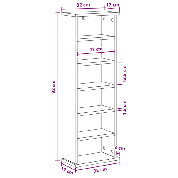 CD-kaappi Artisaanitammi 60 x 17 x 92 cm Tekninen puu