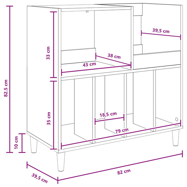 Vinyylisoittimen teline Harmaa Sonoma 82 x 39,5 x 82,5 cm