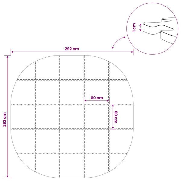 Uima-allas maamatto 25 kpl Ø 292 cm Pyöreä EVA-vaahtoa Musta