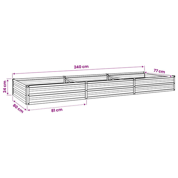 Kohotettu Puutarhapesä Harmaa 240 x 80 x 24 cm
