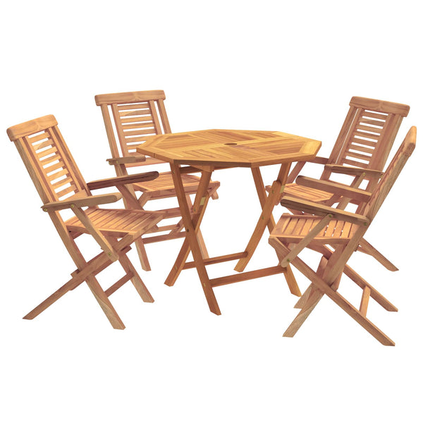 5-osainen kokoontaitettava puutarhan bistrosetti Luonnollinen