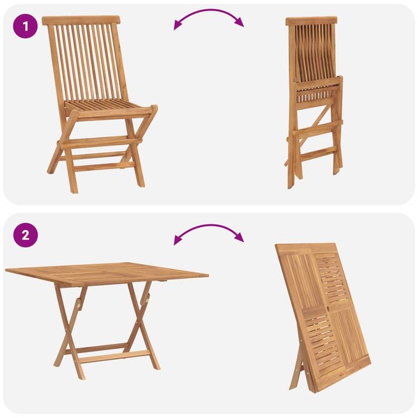 Puutarhan Bistro Set 3 kpl Luonnollinen Tiikkipuu