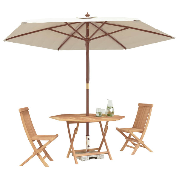 Puutarhan Bistro Set 3 kpl Luonnollinen Tiikkipuu
