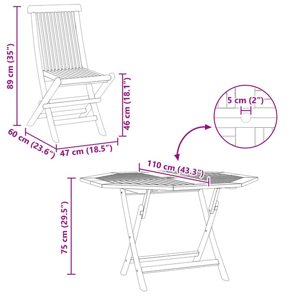 Puutarhan Bistro Set 3 kpl Luonnollinen Tiikkipuu