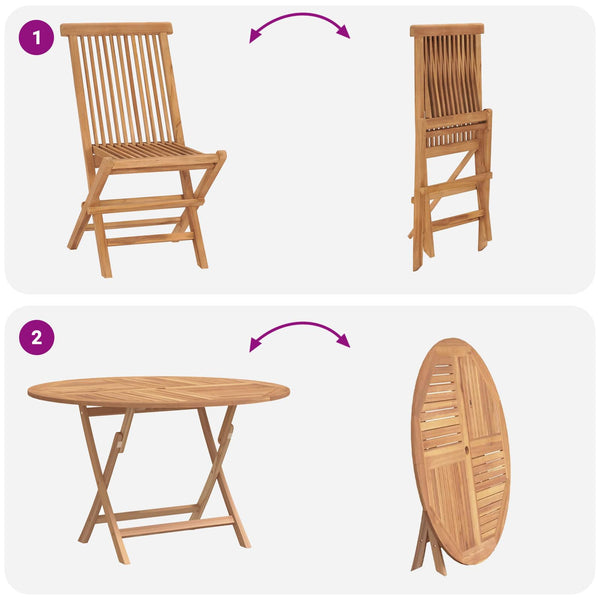 Puutarhan Bistro Set 3 kpl Luonnollinen Tiikkipuu