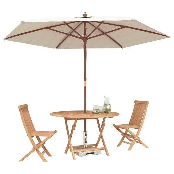 Puutarhan Bistro Set 3 kpl Luonnollinen Tiikkipuu