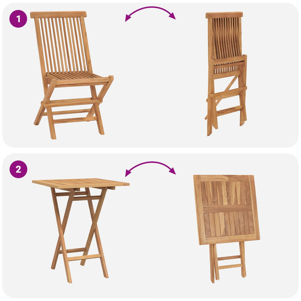 Kokoontaittuva puutarha-ateria-setti 5 pcs Luonnollinen