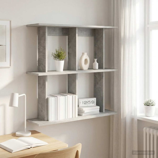 Seinähylly Seinäkiinnitettävä Betoninharmaa 100 x 20 x 75 cm