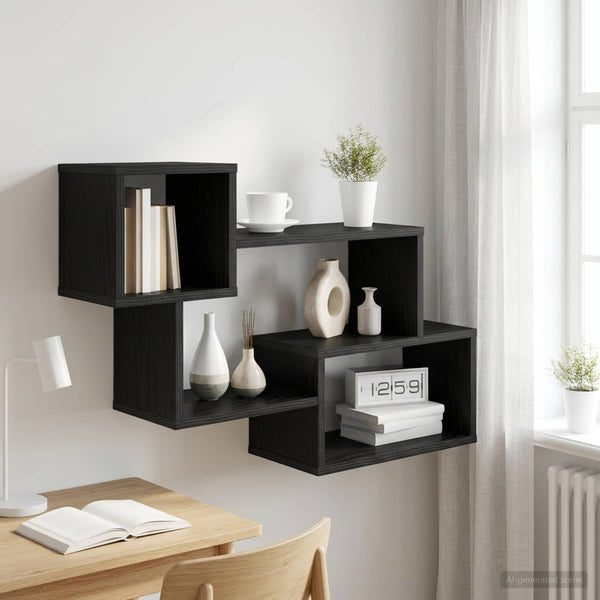 Kelluva hylly Seinäkiinnitettävä Musta tammi 87 x 20 x 55 cm