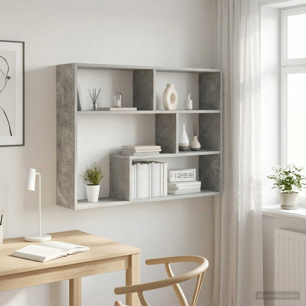 Seinähylly Seinäkiinnitettävä Betoninharmaa 95 x 20 x 69,5 cm