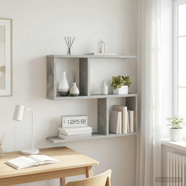 Seinähylly Betoninharmaa 60 x 12 x 50,5 cm Tekninen puu