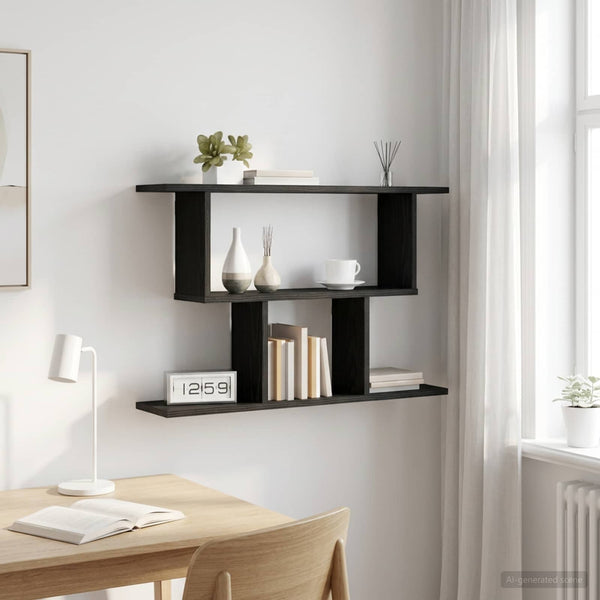 Seinähylly Musta tammi 80 x 15 x 50,5 cm Tekninen puu