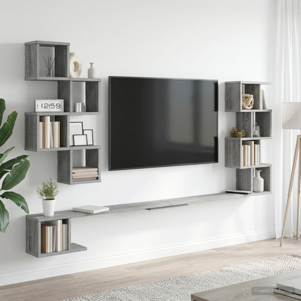 Seinälle Kiinnitettävä Televisiotaso Harmaa Sonoma Tekninen puu