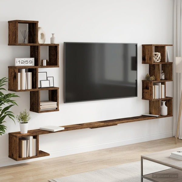 Seinälle Kiinnitettävä Televisiotaso Vanha puu 160 x 15 x 94 cm