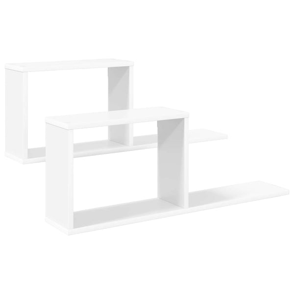 Kelluvat hyllyt 2 kpl valkoinen 80 x 15 x 30 cm Tekninen puu