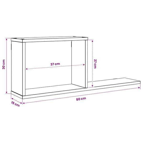 Kelluvat hyllyt 2 kpl Musta tammi 80 x 15 x 30 cm Tekninen puu