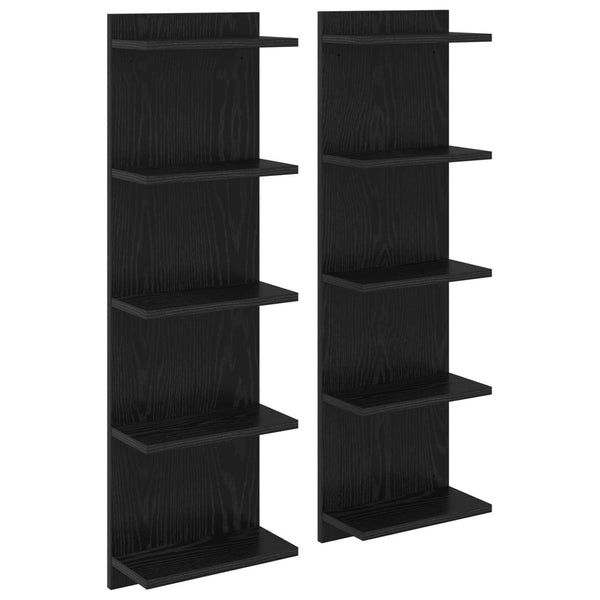 Seinähylly 2 kpl Musta tammi 30 x 15 x 100 cm Tekninen puu