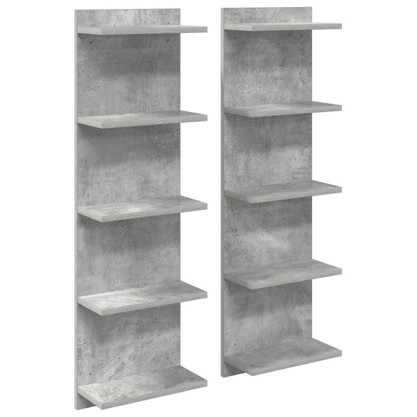 Seinähylly 2 kpl Betoninharmaa 30 x 15 x 100 cm Tekninen puu