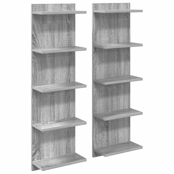 Seinähylly 2 kpl Harmaa Sonoma 30 x 15 x 100 cm Tekninen puu