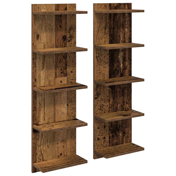 Seinähylly 2 kpl Vanha puu 30 x 15 x 100 cm Tekninen puu