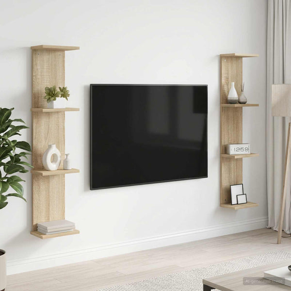 Seinähylly 2 kpl Sonoma-tammi 22 x 15 x 100 cm Tekninen puu