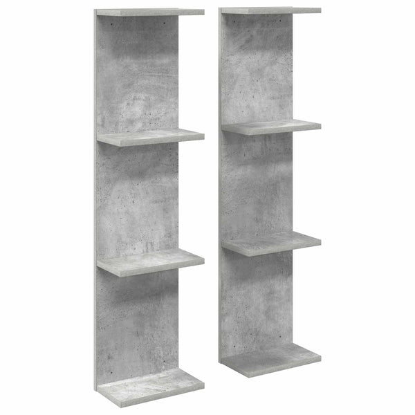 Seinähylly 2 kpl Betoninharmaa 22 x 15 x 100 cm Tekninen puu