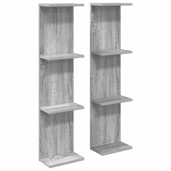 Seinähylly 2 kpl Harmaa Sonoma 22 x 15 x 100 cm Tekninen puu