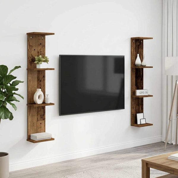 Seinähylly 2 kpl Vanha puu 22 x 15 x 100 cm Tekninen puu