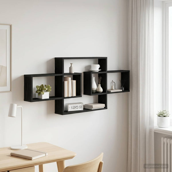 Seinähylly Musta tammi 130 x 10 x 50 cm Tekninen puu