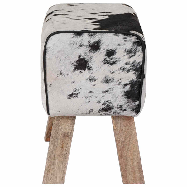 Penkki 60 x 30 x 45 cm Aitoa Nahkaa Musta ja Valkoinen