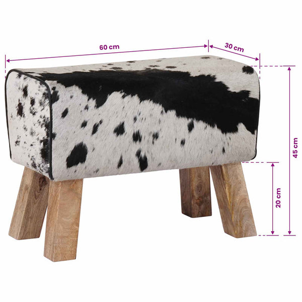 Penkki 60 x 30 x 45 cm Aitoa Nahkaa Musta ja Valkoinen
