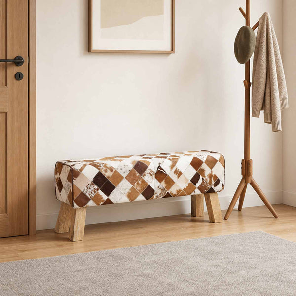 Penkki 110 x 30 x 45 cm Aitoa Nahkaa Ruskea tilkkutyö