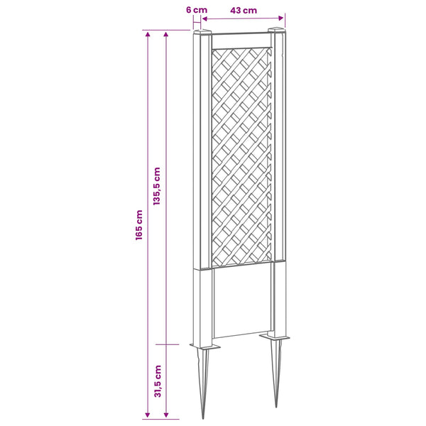 Trellis piikillä Harmaa 43 x 6 x 165 cm PP